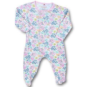 E=mc2 Magnetic Close Baby Girls Floral Print Footed Sleeper Outfit 0-3m / 3m